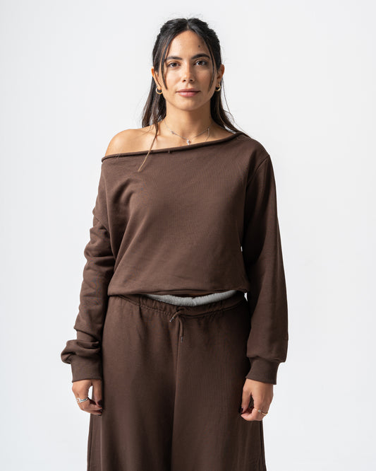 Brown Off-Shoulder Top